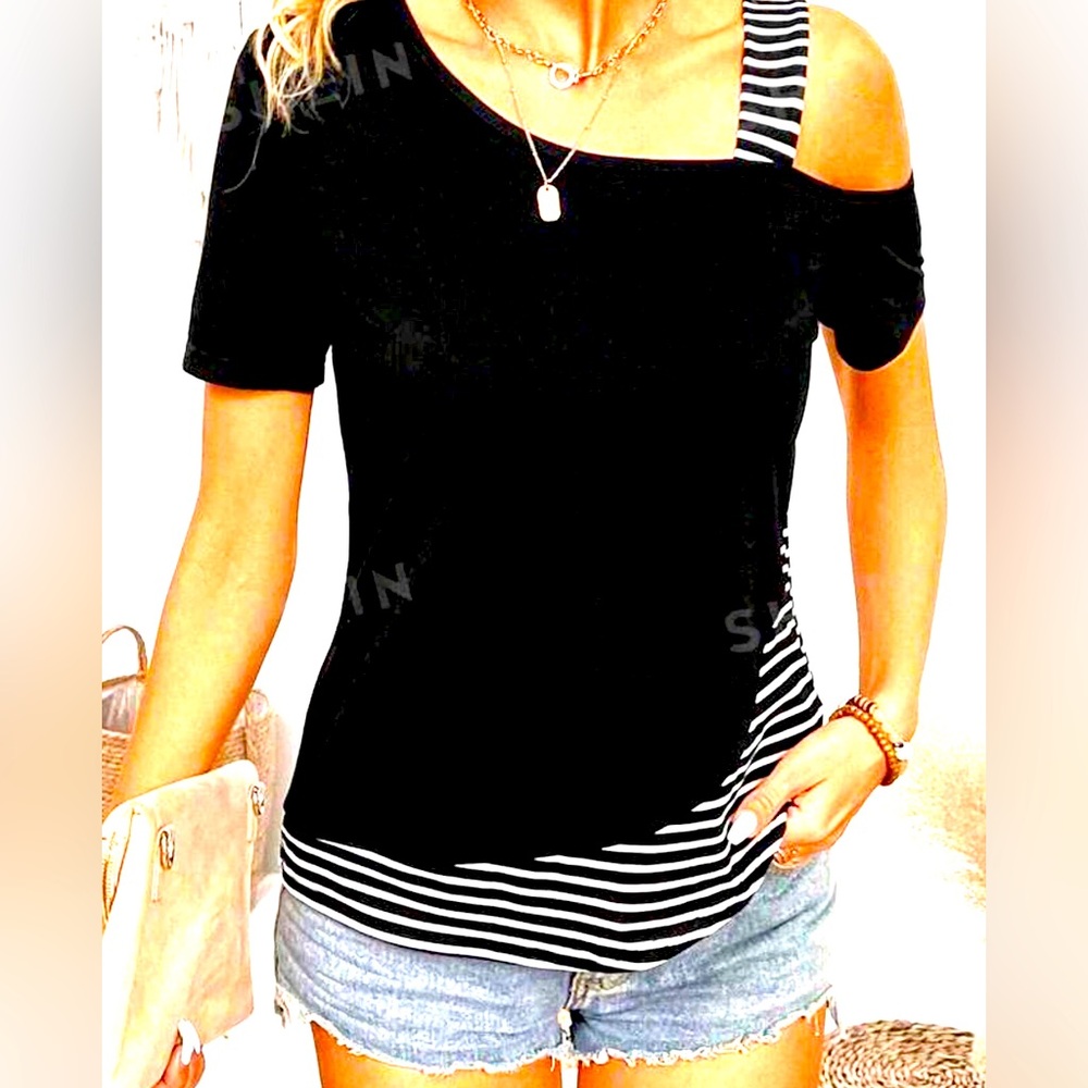 Womens SHEIN lune patchwork casual t shirt . New